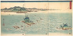 The Whirlpools of Awa, Utagawa Hiroshige  Japanese, Triptych of woodblock prints; ink and color on paper, Japan