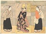 Drama of Hikeyahike Kanhiki Dojoji, Katsukawa Shunshō 勝川春章 Japanese, Triptych of woodblock prints (nishiki-e); ink and color on paper, Japan