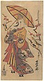 Actor Nakamura Senya as Tokonatsu in the Kabuki Play, "The Legacy of the Three-Comma Family Crest Revealed" (Mitsutomoe Katoku Binaki), Torii Kiyomasu I  Japanese, Woodblock print (tan-e); ink and color on paper, Japan