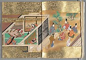 The Tale of the Bamboo Cutter, Hand-illustrated set of three volumes; ink, color, gold, and silver on paper, Japan