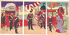 Arrival of the Emperor at Tokyo after the Victory (Russo-Japanese War), Utagawa Kunisada III  Japanese, Woodblock print; ink and color on paper, Japan