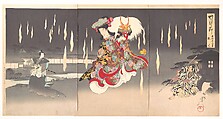 Scene of Foxfire (Kitsunebi) from the Play Honchō nijūshikō, Yōshū (Hashimoto) Chikanobu  Japanese, Triptych of woodblock prints; color on paper, Japan