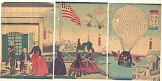 American Balloon Ascension (Amerikakoku), Utagawa Yoshitora  Japanese, Woodblock print; ink and color on paper, Japan