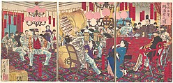 Police Superintendant's Party: A Gift of Food and Drink, Tsukioka Yoshitoshi Japanese, Woodblock print; ink and color on paper, Japan