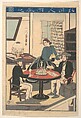 A Foreigner's Wine Party (Gaikokujin shuen no zu), from an untitled series of foreigners at home, Utagawa Yoshikazu  Japanese, Woodblock print; ink and color on paper, Japan