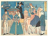 A View of the Wharves in Yokohama, Utagawa Yoshitora  Japanese, Diptych of woodblock prints; ink and color on paper, Japan