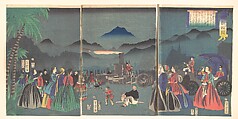 France (furansukoku), Utagawa Yoshitora Japanese, Triptych of woodblock prints; ink and color on paper, Japan