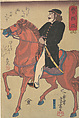 Russian Horseman, Utagawa Yoshitomi, Woodblock print; ink and color on paper, Japan