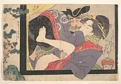 Dutchman and Maruyama Courtesan, Chōkyōsai Eiri Japanese, Woodblock print; ink and color on paper, Japan
