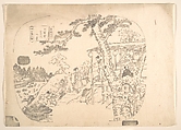 Proof Line-Block Print for Fan, Utagawa (Gountei) Sadahide Japanese, Proof line-block print for fan; ink on paper, Japan