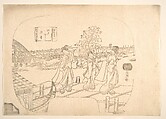 Proof Line-Block Print for Fan, Utagawa (Gountei) Sadahide Japanese, Proof line-block print for fan; ink on paper, Japan
