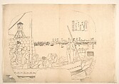 Proof Line-Block Print for Fan, Utagawa (Gountei) Sadahide Japanese, Proof line-block print for fan; ink on paper, Japan