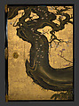 Old Plum, Kano Sansetsu (Japanese, 1590–1651), Four sliding-door panels (fusuma); ink, color, gold, and gold leaf on paper , Japan