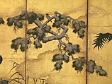 Birds and Flowers of the Four Seasons, Pair of six-panel folding screens; ink, color, gold, and gold leaf on paper, Japan