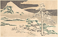 Seaside Village in Winter, from Hokusai’s Album of Realistic Pictures (Hokusai shashin gafu), Katsushika Hokusai Japanese, Detached plate from a woodblock printed book; ink and color on paper, Japan