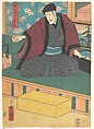 Seki Sanjūrō III as Ōdera Shōbei from "Kosode Soga azami no ironui", Utagawa Kunisada Japanese, Right panel of a tryptich of woodblock prints; ink and color on paper, Japan
