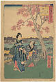 Plum-blossom viewing in the third month at Sumida River from the series  Annual Events at Famous Places in the Eastern Capital  (Tōto meisho nenjū gyōji sangatsu sumitagawa waka mōde), Utagawa Hiroshige  Japanese, Woodblock print; ink and color on paper, Japan