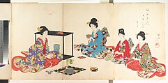 Noblewomen of the Tokugawa Period; Thirty-six Beauties (Sanjuroko kasensoro, Mizuno Toshikata (Japanese, 1866–1908), Album of 72 woodblock prints; ink and color on paper, Japan