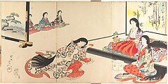 Chiyoda Castle (Album of Women), Yōshū (Hashimoto) Chikanobu Japanese, Triptych of woodblock prints; ink and color on paper, Japan
