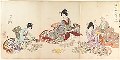 Chiyoda Castle (Album of Women), Yōshū (Hashimoto) Chikanobu Japanese, Triptych of woodblock prints; ink and color on paper, Japan