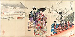 Chiyoda Castle (Album of Women), Yōshū (Hashimoto) Chikanobu Japanese, Triptych of woodblock prints; ink and color on paper, Japan