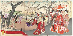 Chiyoda Castle (Album of Women), Yōshū (Hashimoto) Chikanobu Japanese, Triptych of woodblock prints; ink and color on paper, Japan