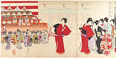 Chiyoda Castle (Album of Women), Yōshū (Hashimoto) Chikanobu Japanese, Triptych of woodblock prints; ink and color on paper, Japan