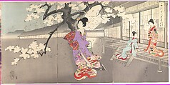 Chiyoda Castle (Album of Women), Yōshū (Hashimoto) Chikanobu Japanese, Triptych of woodblock prints; ink and color on paper, Japan