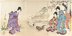 Chiyoda Castle (Album of Women), Yōshū (Hashimoto) Chikanobu Japanese, Triptych of woodblock prints; ink and color on paper, Japan