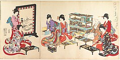 Chiyoda Castle (Album of Women), Yōshū (Hashimoto) Chikanobu Japanese, Triptych of woodblock prints; ink and color on paper, Japan