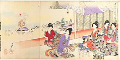 Chiyoda Castle (Album of Women), Yōshū (Hashimoto) Chikanobu Japanese, Triptych of woodblock prints; ink and color on paper, Japan