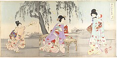 Chiyoda Castle (Album of Women), Yōshū (Hashimoto) Chikanobu Japanese, Triptych of woodblock prints; ink and color on paper, Japan
