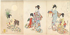 Chiyoda Castle (Album of Women), Yōshū (Hashimoto) Chikanobu Japanese, Triptych of woodblock prints; ink and color on paper, Japan