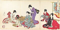 Chiyoda Castle (Album of Women), Yōshū (Hashimoto) Chikanobu Japanese, Triptych of woodblock prints; ink and color on paper, Japan