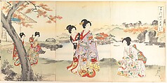 Chiyoda Castle (Album of Women), Yōshū (Hashimoto) Chikanobu Japanese, Triptych of woodblock prints; ink and color on paper, Japan