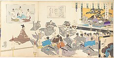 Chiyoda Castle (Album of Men), Yōshū (Hashimoto) Chikanobu Japanese, Triptych of woodblock prints; ink and color on paper, Japan