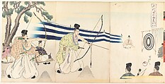 Chiyoda Castle (Album of Men), Yōshū (Hashimoto) Chikanobu Japanese, Triptych of woodblock prints; ink and color on paper, Japan