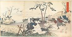 Chiyoda Castle (Album of Men), Yōshū (Hashimoto) Chikanobu Japanese, Triptych of woodblock prints; ink and color on paper, Japan