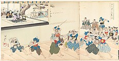 Chiyoda Castle (Album of Men), Yōshū (Hashimoto) Chikanobu Japanese, Triptych of woodblock prints; ink and color on paper, Japan
