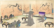 Chiyoda Castle (Album of Men), Yōshū (Hashimoto) Chikanobu Japanese, Triptych of woodblock prints; ink and color on paper, Japan