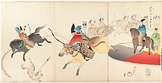 Chiyoda Castle (Album of Men), Yōshū (Hashimoto) Chikanobu Japanese, Triptych of woodblock prints; ink and color on paper, Japan