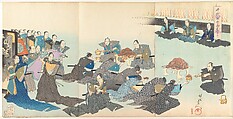 Chiyoda Castle (Album of Men), Yōshū (Hashimoto) Chikanobu Japanese, Triptych of woodblock prints; ink and color on paper, Japan