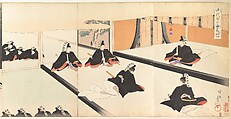 Chiyoda Castle (Album of Men), Yōshū (Hashimoto) Chikanobu Japanese, Triptych of woodblock prints; ink and color on paper, Japan