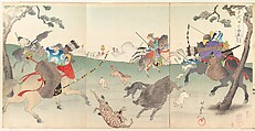Chiyoda Castle (Album of Men), Yōshū (Hashimoto) Chikanobu Japanese, Triptych of woodblock prints; ink and color on paper, Japan