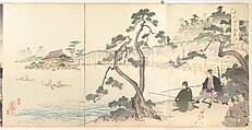 Chiyoda Castle (Album of Men), Yōshū (Hashimoto) Chikanobu  Japanese, Triptych of woodblock prints; ink and color on paper, Japan