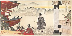 Chiyoda Castle (Album of Men), Yōshū (Hashimoto) Chikanobu Japanese, Triptych of woodblock prints; ink and color on paper, Japan