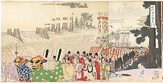 Chiyoda Castle (Album of Men), Yōshū (Hashimoto) Chikanobu  Japanese, Triptych of woodblock prints; ink and color on paper, Japan