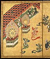 Bugaku Dancers, Kano Yasunobu (Japanese, 1614–1685), Six-panel screen; ink, color, and gold on gilded paper, Japan
