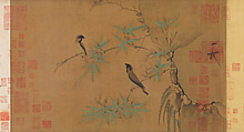 Finches and bamboo, Emperor Huizong (Chinese, 1082–1135; r. 1100–25), Handscroll; ink and color on silk, China