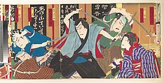 Album of Thirty-Two Triptychs of Polychrome Woodblock Prints by Various Artists, Toyohara Kunichika (Japanese, 1835–1900), Album of thirty-two triptychs of woodblock prints; ink and color on paper, Japan